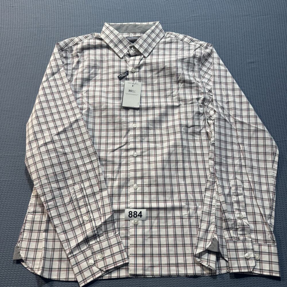 Van Heusen Men's Regular Fit Button Down Collar Dress Shirt Sz‎ L Brand New